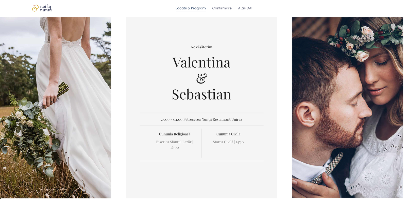 design minimalist pentru invitație de nuntă digitală